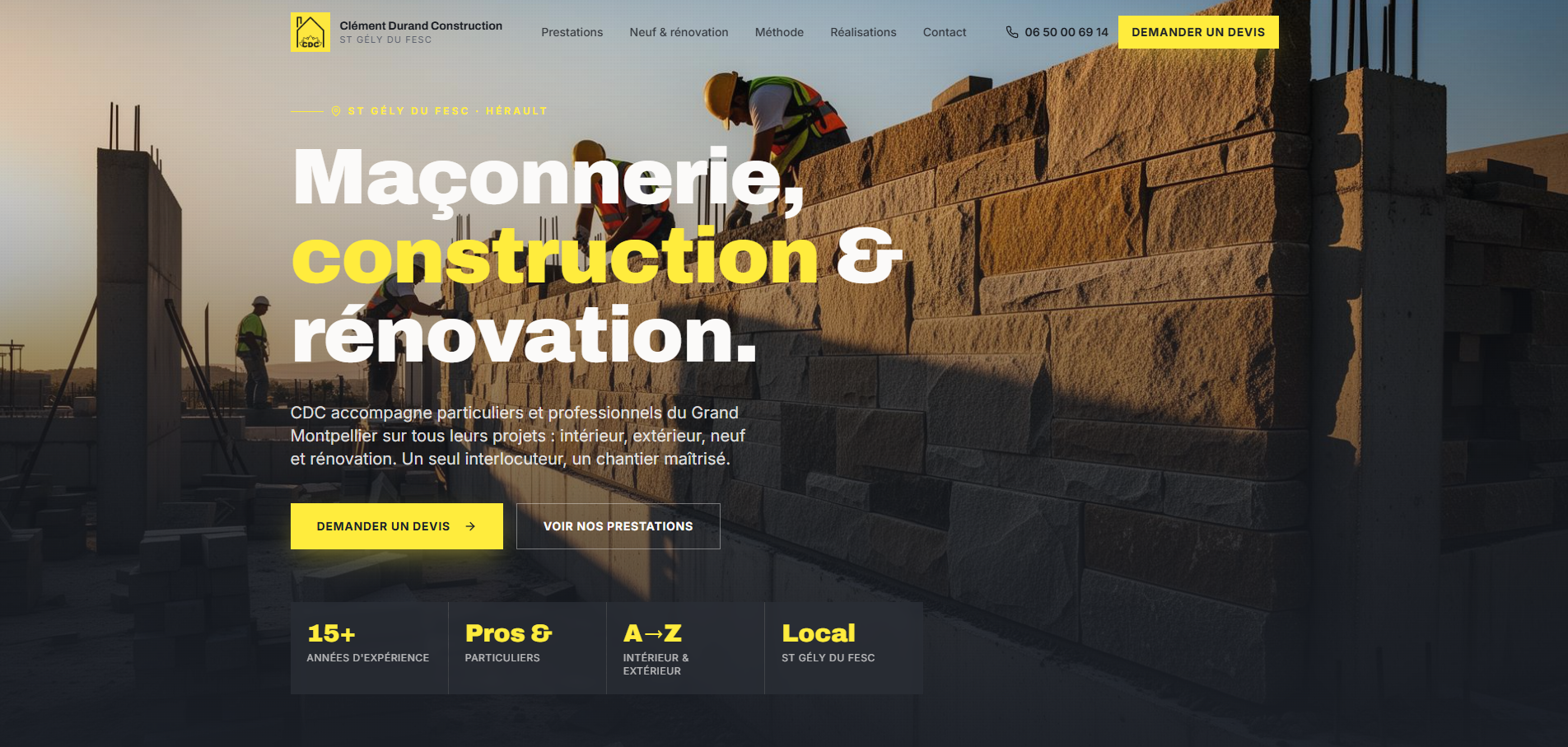 Aperçu desktop du site Clément Durand Construction