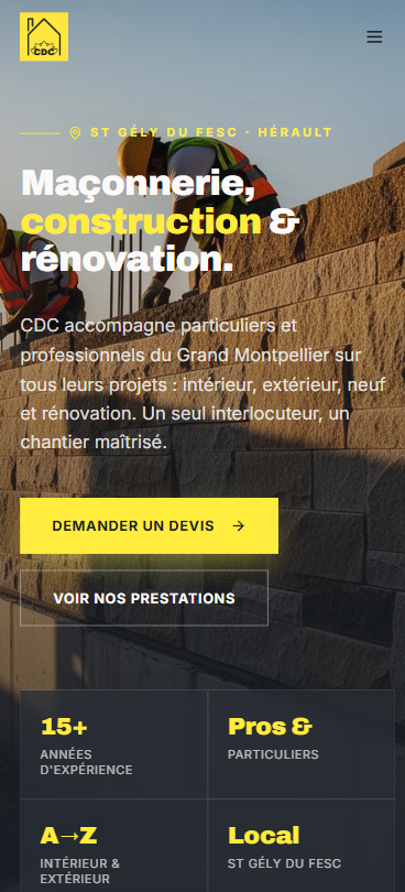Aperçu mobile du site Clément Durand Construction